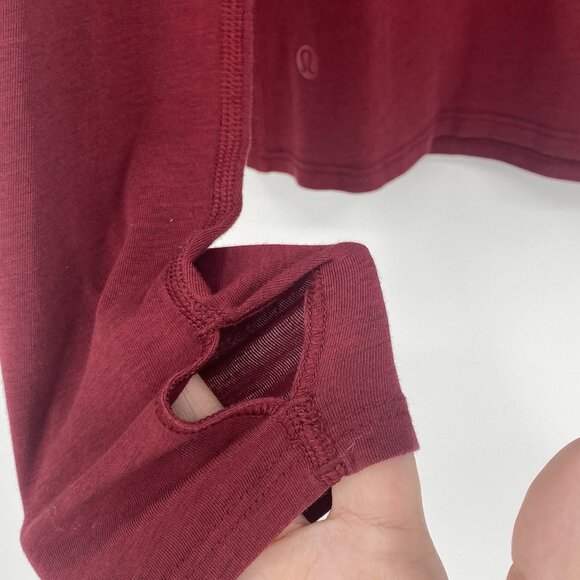 Lululemon Size M (NO SIZE TAG) Red Maroon Anahatasana Scoop Long Sleeve Tee Pima - Picture 12 of 13